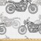 Ambesonne Motorcycle Fabric by the Yard, Realistic Grayscale Illustration of Classic Motorcycles Many Details, Decorative Fabric for Upholstery and Home Accents, 2 Yards, Grey White Black